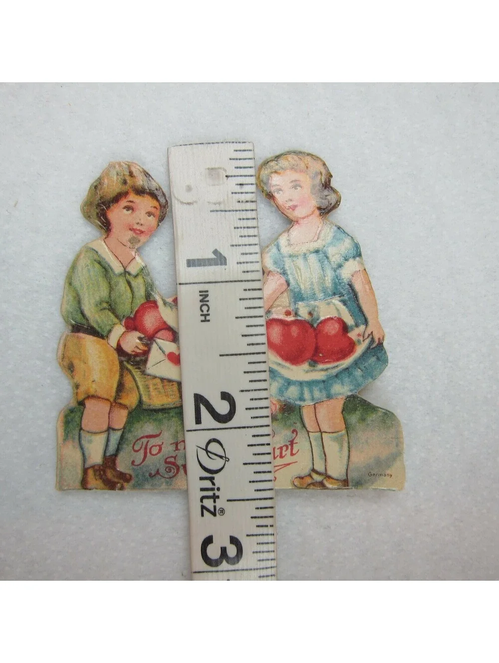 Vintage Valentine Die Cut Stand Up Boy Girl Heart Dove 1920-30s Germany UNSIGNED